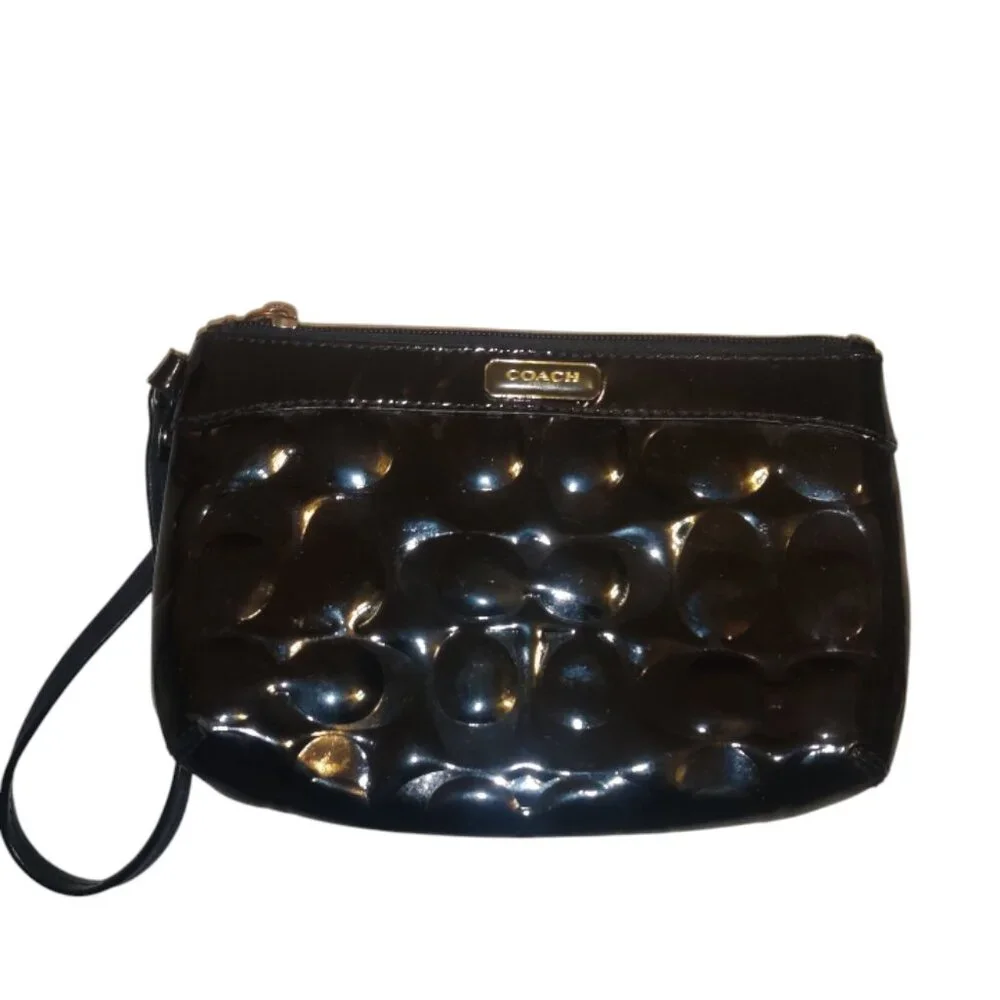Coach Black Patent Leather Wristlet